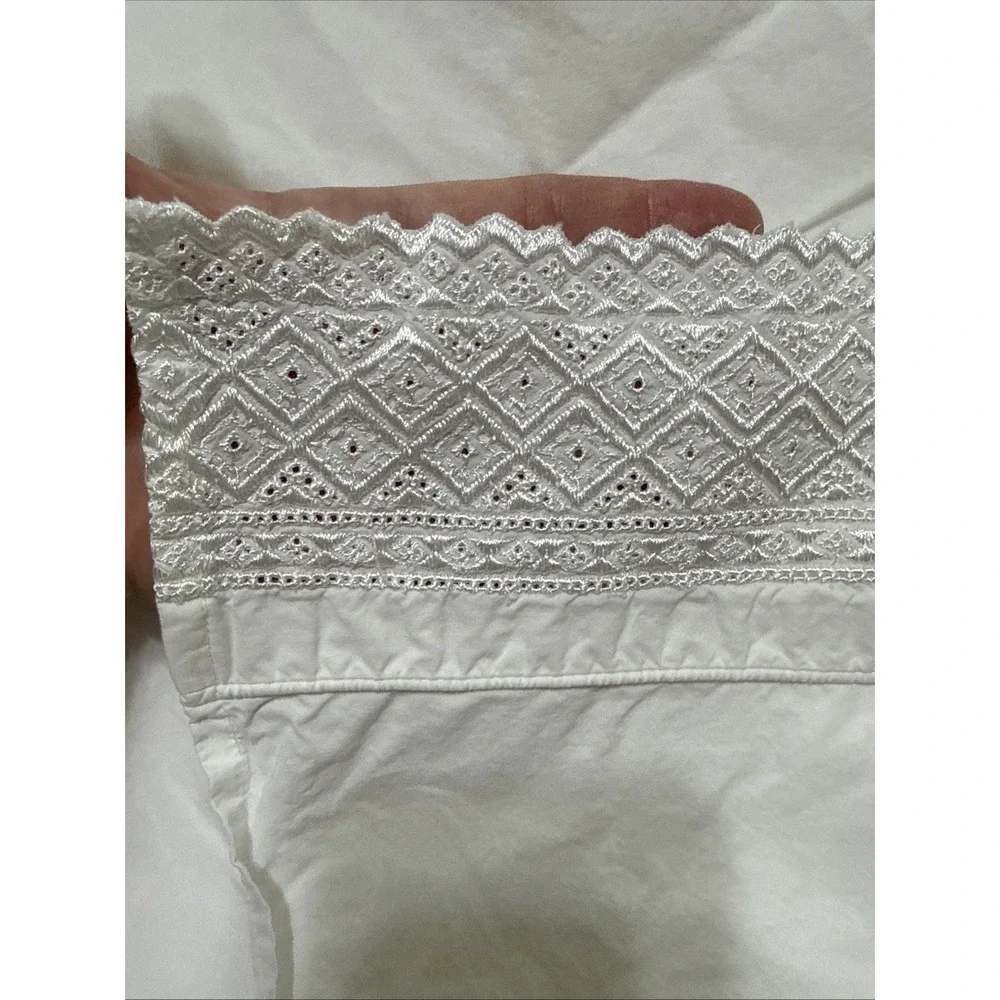 Queen Sheet White Lace Edge Top Estate Shabby Cottage B&B 100% Cotton Flat Only